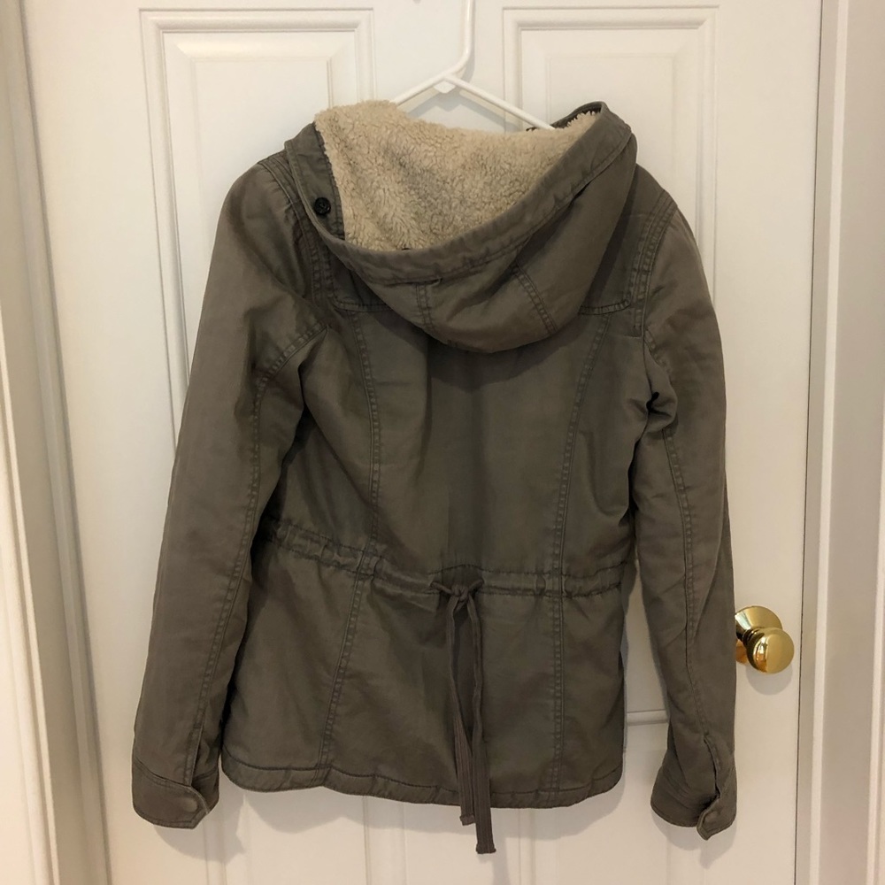 Drab green Abercrombie Sherpa lined parka jacket - Picture 5 of 10